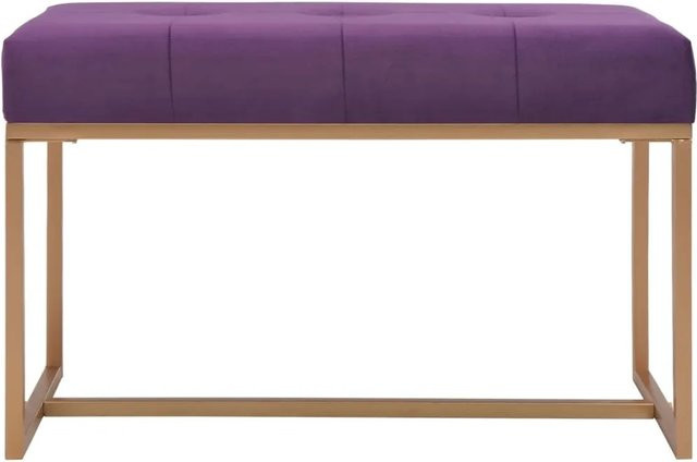 vidaXL Bank aus Samt in Lila mit goldenen Metallbeinen, Breite: 80 cm, Höhe: 51 cm, Tiefe: 36 cm - Bild 1