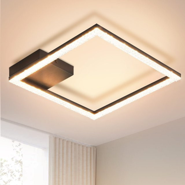 Cliheet LED Deckenleuchte in Schwarz, quadratisches Design aus Kristall-PC, warmweiß 3000 K - Bild 1