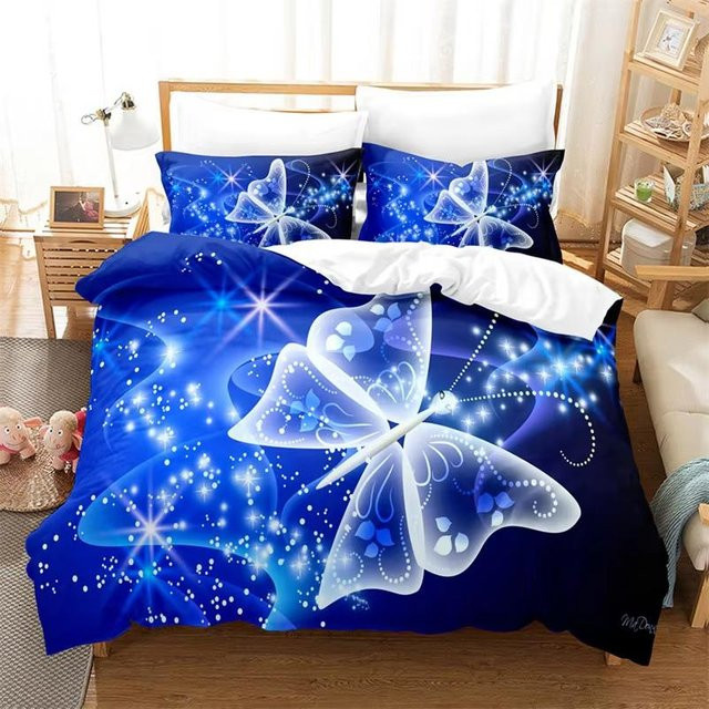 Bettwäscheset mit buntem Schmetterlingsdruck von Jessica Chen, Mikrofaser, Multicolor, B/H: 135 x 200 cm - Bild 1