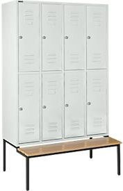 Schäfer Shop Select Kleiderspind mit 4x2 Abteilen, Sitzbank und Zylinderschloss, Farbe Lichtgrau - Bild 1