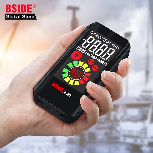 BSIDE A10 Smart Digital Multimeter True RMS mit Farb-LCD, Tragbarer DC AC Spannung Tester, Kapazität, Ohm, Diode, NCV, Hz und Drahttester in Schwarz - Bild 1