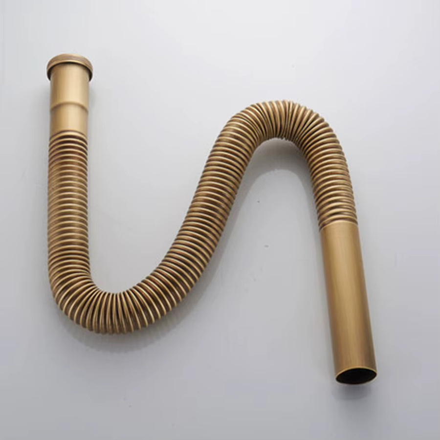 Flexibler Messingsiphon von LEENKEA in Gold für Waschbecken und Spülbecken - Bild 3