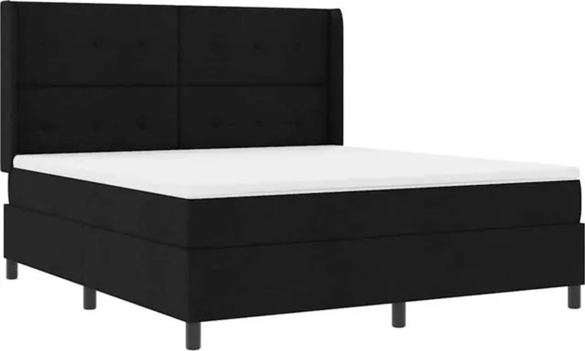vidaXL Boxspringbett mit Matratze in Schwarz aus Stoff, B/T: 180 x 200 cm - Bild 1
