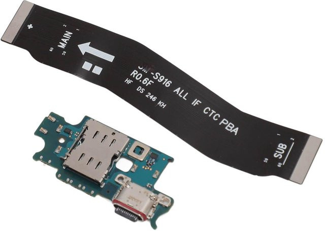 Samsung USB-C Ladeanschluss mit Motherboard-Flexkabel für Reparaturzwecke in Schwarz - Bild 1