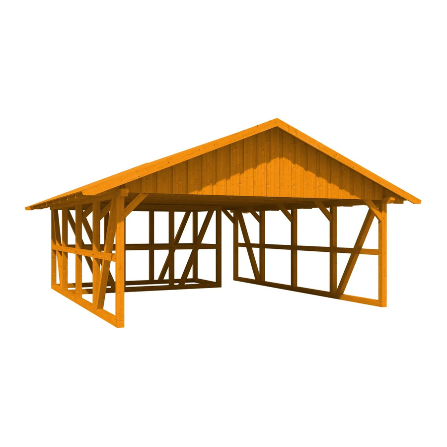Skan Holz Carport Schwarzwald aus Fichtenholz mit Dachschalung und Abstellraum in Eiche Hell, B: 684 cm, T: 772 cm - Bild 2