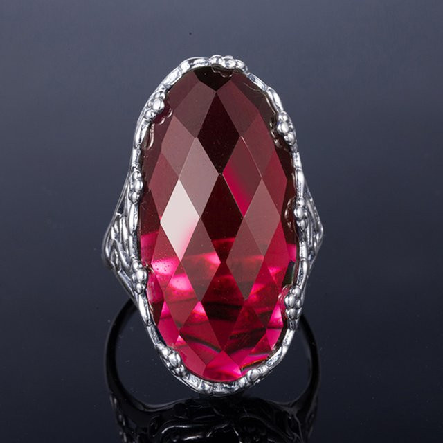 Szjinao Ring, Rubin, 925 Silber, Vintage, Damen - Bild 1