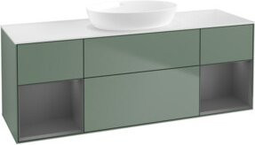 V&B Waschtischunterschrank Finion mit Wandbeleuchtung, Breite: 160 cm, Lackiert in Olivgrün - Bild 1