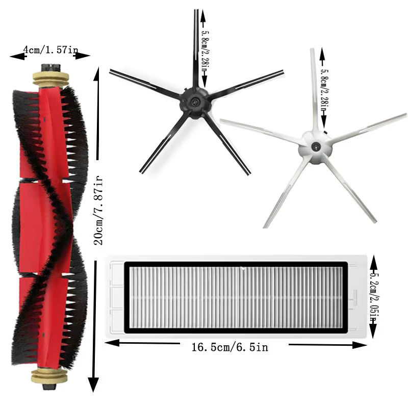 Zubehör-Set für Roborock S5 Max S50 S55 S6 Pure E4 und Xiaomi Robot 1S mit Bürsten, Wischmopps und Hepa-Filtern aus Kunststoff - Bild 3