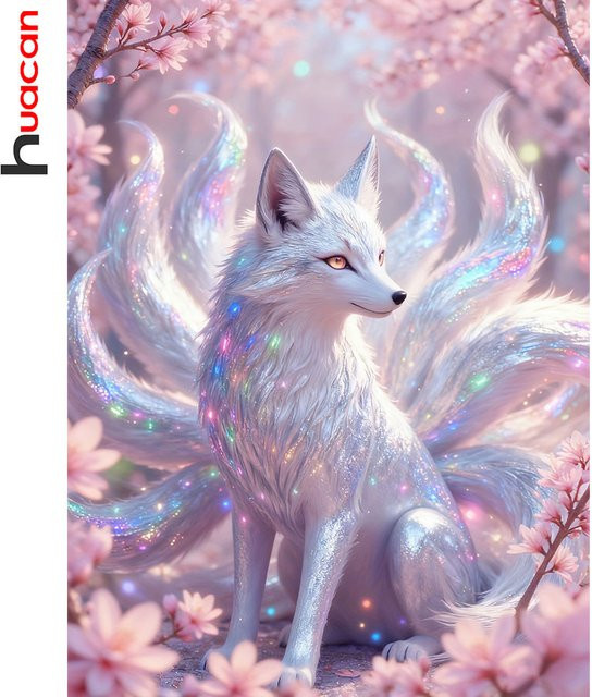 Huacan Diamond Painting Wanddekoration mit Tiermotiv in Mehrfarbig, Rund, Durchmesser: 30 cm - Bild 1