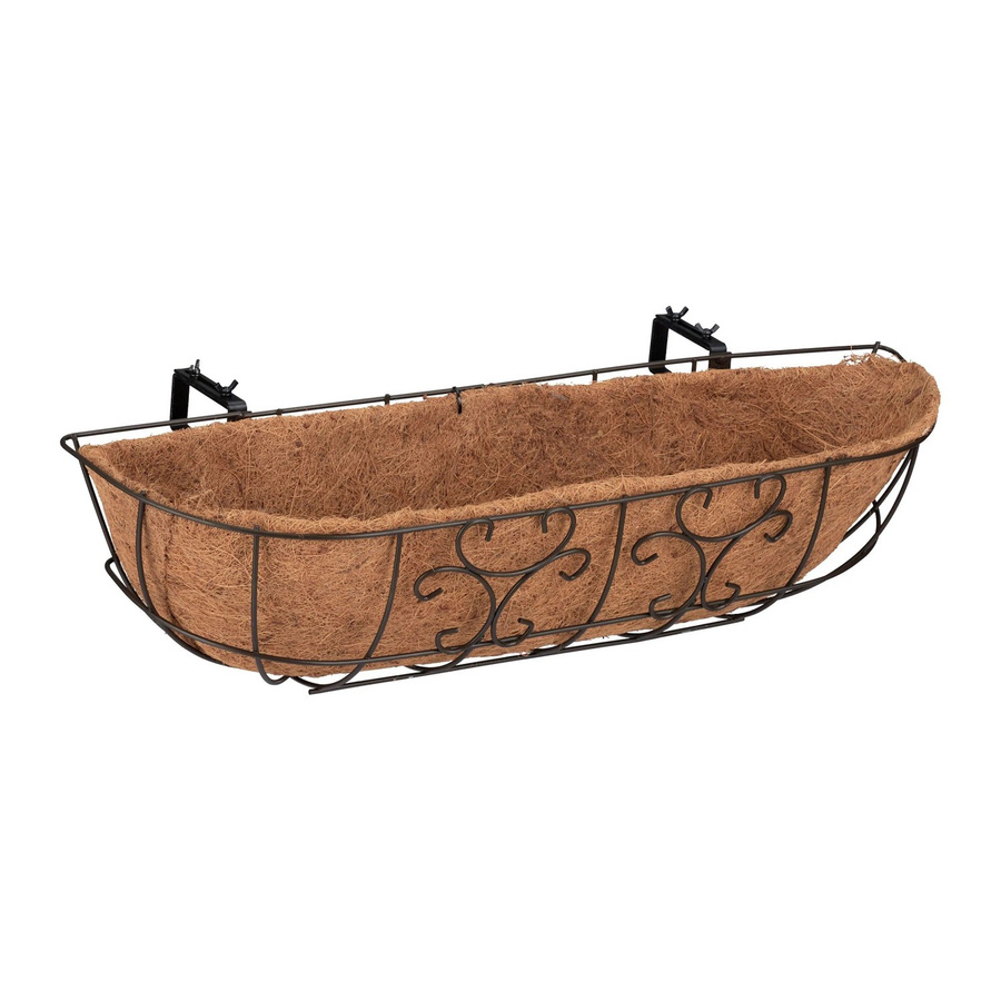 Relaxdays Blumenkasten aus Eisen mit Kokoseinlage in Braun, 3er Set, B/H/T: 76 x 21 x 22 cm - Bild 2