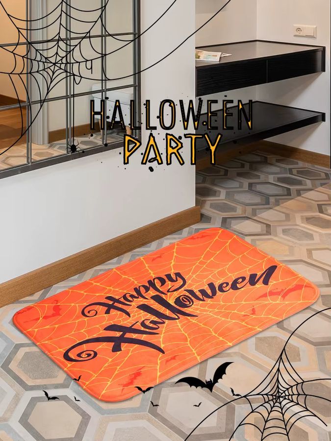 VIKAMA Halloween Willkommens-Fußmatte in Schwarz, weich und rutschfest für Eingangsbereich, Badezimmer oder Toilette - Bild 2