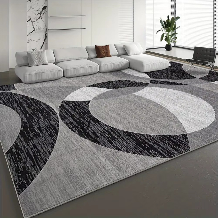 VIKAMA Moderner geometrischer Teppich in Grau mit Anti-Rutsch-Funktion für Wohnzimmer, Schlafzimmer und Büro - Bild 2