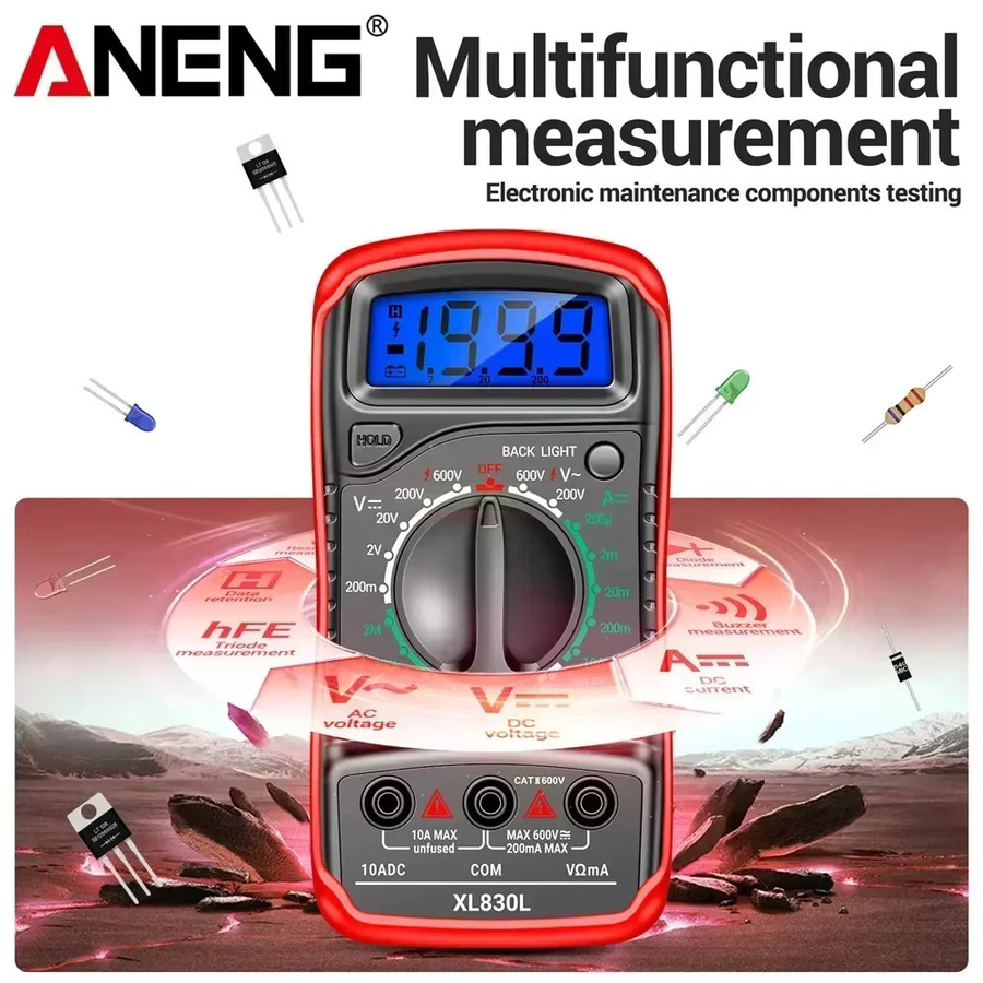ANENG XL830L Digitales Multimeter Handheld Tragbares AC/DC Amperemeter Voltmeter Ohm Tester mit LCD Hintergrundbeleuchtung - Bild 3