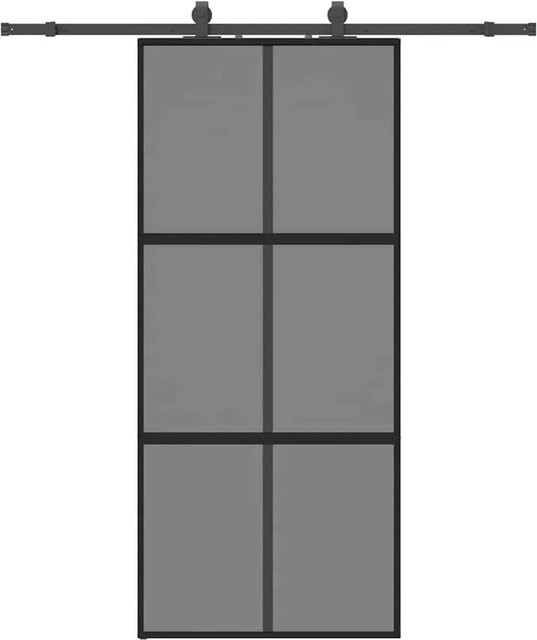 vidaXL Schiebetür aus Hartglas mit Beschlag in Schwarz, B/H: 90 x 205 cm - Bild 1