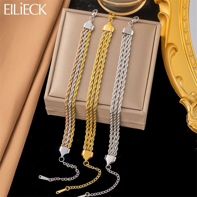 EILIECK Kettenarmband, 3-farbig, Edelstahl, Damen - Bild 1