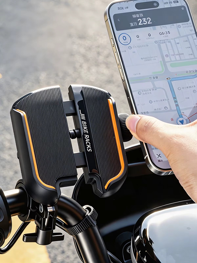 Wasserdichte und stoßfeste Motorrad-Handyhalterung in Schwarz für E-Bike-Navigation und GPS mit Lenkerklemme - Bild 2