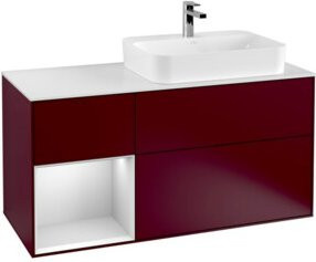 V&B Waschtischunterschrank Finion in Weiß mit linkem Regal, Breite: 120 cm, Tiefe: 50,1 cm, Höhe: 50,1 cm - Bild 1