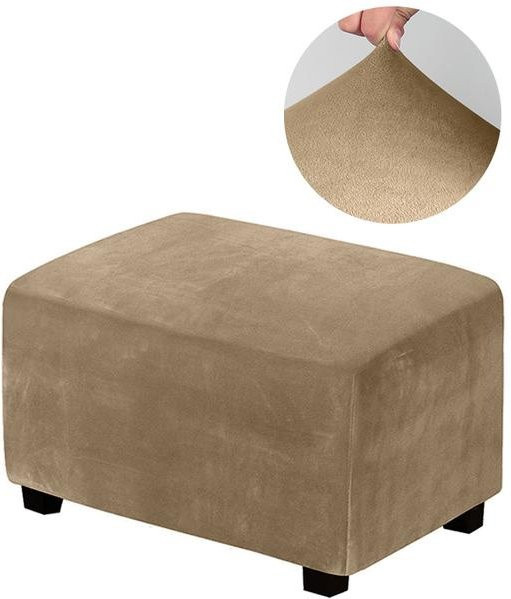 YZFZP Fußhocker-Bezug aus Samt in Beige, elastischer und rutschfester Möbelschutz für Hocker, XL Size - Bild 1