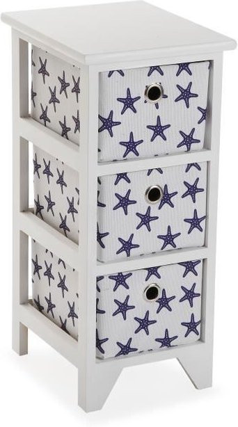 Badezimmer-Schrank VERSA Seestern mit 3 Schubladen in Blau aus Holz und Kunststoff, B/T/H: 58,0 x 29,0 x 1,0 cm - Bild 1