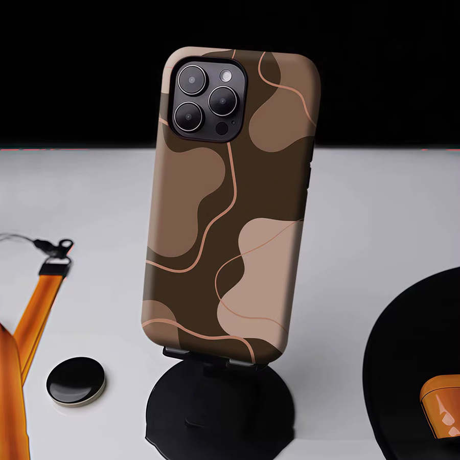 Aurbe Matte 2-in-1 MagSafe Hülle für iPhone 17 16 15 14 Plus Pro Max Stoßfeste Hartschale mit Schutzfilm in Braun - Bild 4