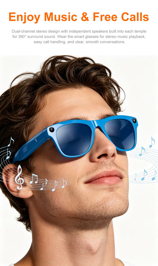 Lenovo Smart AI-Brille mit 8K HD Aufnahmekamera für Foto und Video, wasserdicht mit Bluetooth für Sprachanrufe und Übersetzung - Bild 5