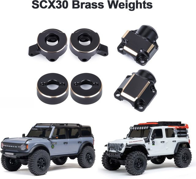 Axial SCX30 Messinggewichte Lenkknöchel Diff-Abdeckung Hinterradnabengewichte, Zubehör, Metall, Schwarz - Bild 1