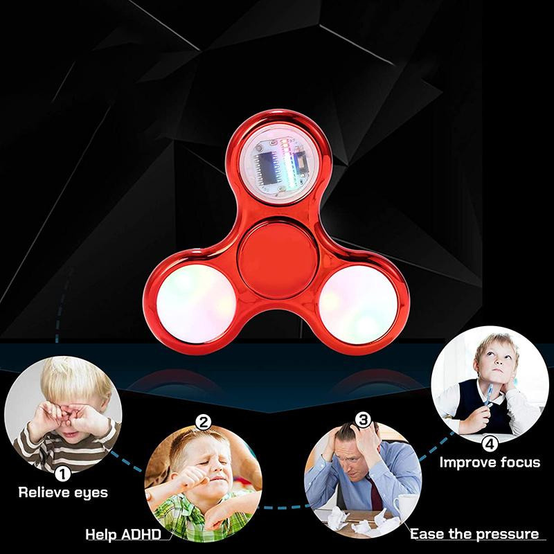 Airun Fidget Spinner Leuchtender LED-Licht Handkreisel Silber - Bild 3