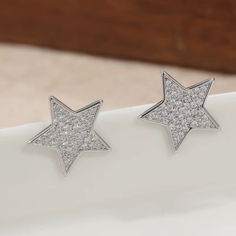 Ohrstecker Stern, Edelstahl, Silber, Zirkonia, Damen - Bild 3