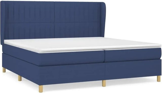 vidaXL Boxspringbett mit Matratze Blau Hybrid-Design mit Taschenfederkern B/T: 200 x 200 cm, H: 203 cm - Bild 1