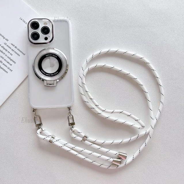 Xiaomi Handyhülle mit Lanyard und Magnetischer Kabellosen Ladeabdeckung für Redmi Note 14 13 Pro Plus 15 13C 12C 14C A5 POCO X6 M6 in Transparent und Weiß - Bild 1