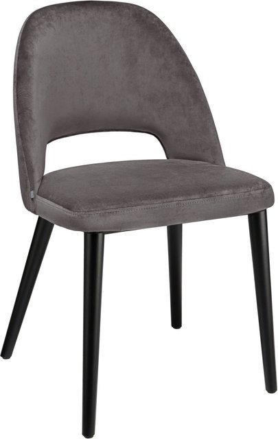 VEGA Polsterstuhl Tonda in Grau mit Samtbezug und schwarzem Gestell, B/T/H: 51 x 64 x 78 cm - Bild 1