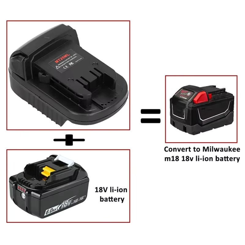 Mt20ml Batterie Adapter Konverter mit USB-C Ladegerät für Makita 18V Lithium-Ionen-Akkus in Schwarz - Bild 6