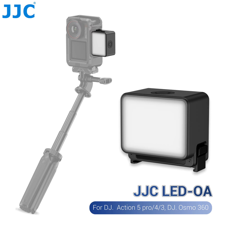 JJC Video-Vlog-LED-Licht für DJI Osmo Action 5 Pro, Action 4 und Action 3, IPX5 wasserdicht, Schwarz, 500mAh - Bild 2