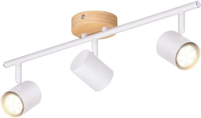 NETTLIFE Deckenstrahler aus Metall und Holz in Weiß, verstellbar, 3xGU10 - Bild 1