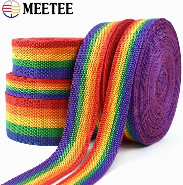 Meetee Regenbogen Gurtband aus Nylon und PP Geflecht in Mehrfarbig für Taschen, Gürtel und Haustierbänder - Bild 1