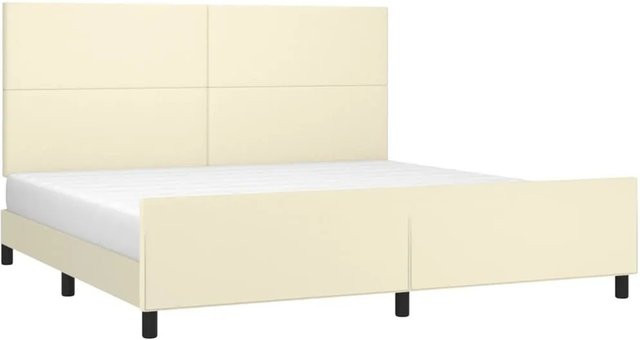 vidaXL Bettgestell mit Kopfteil in Beige aus Kunstleder und Holz B/T/H: 200 x 200 x 128 cm - Bild 1