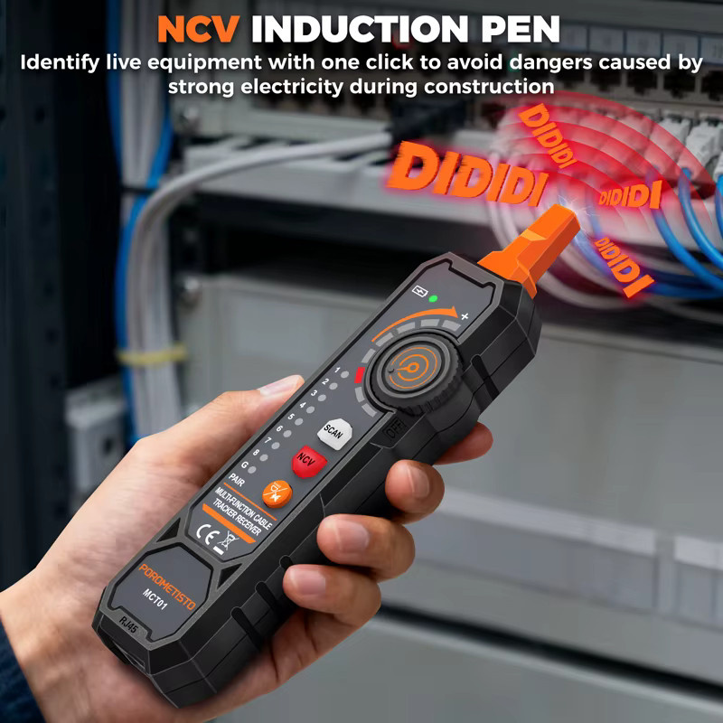 POROMETISTO MCT01 Netzwerkkabeltester mit PoE-Test und Crimping-Funktion für Cat5 und Cat6 in Schwarz - Bild 6