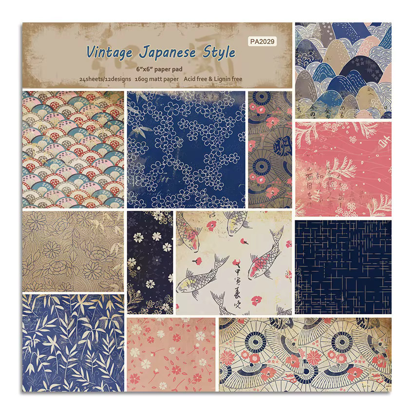 24 Blatt Vintage-Bastelpapier im japanischen Stil, Multicolour, für Origami, Scrapbooking und Kartenherstellung - Bild 3