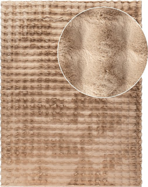 Fellteppich Arnia in Beige mit 3D-Optik und Hoch-Tief-Effekt, B/T: 160 x 220 cm - Bild 1