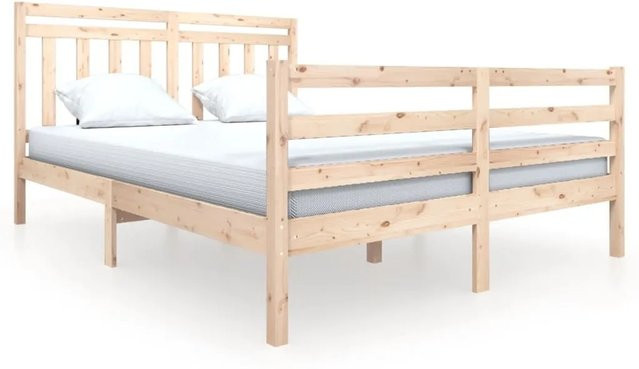 vidaXL Massivholzbett aus Kiefernholz in Braun, rustikales Bett B/T/H: 160 x 200 x 166 cm - Bild 1