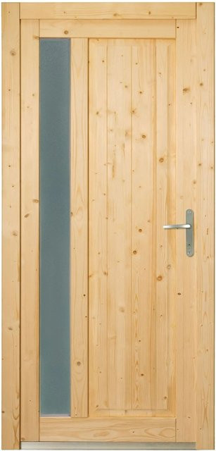 Panto Holz-Nebeneingangstür NET 510 Natur mit Glaseinsatz, Farbe: Braun, B/H: 88 x 198 cm, DIN Rechts - Bild 1