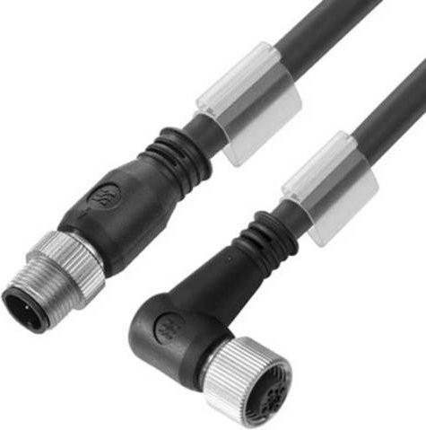 Weidmüller Sensor-Aktor-Steckverbinder M12 konfektioniert, gerade Stecker und gewinkelte Buchse, schwarz, 5,00 m - Bild 1