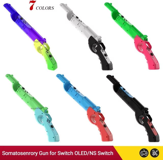 HeroAngel Schießspiel-Controller für Nintendo Switch OLED Joycons, Bewegungssteuerung Somatosensorische Pistole, Zubehör in Rot, Blau oder Multicolour - Bild 1