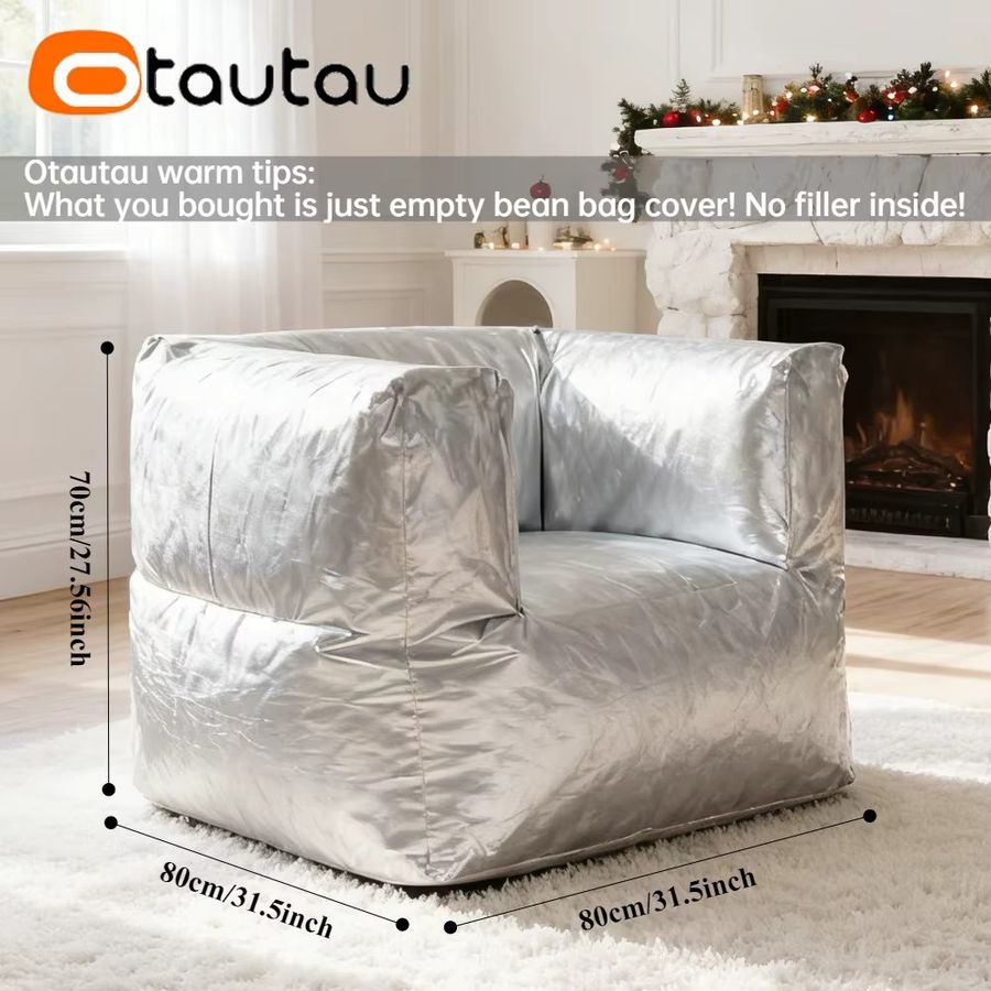 OTAUTAU Sitzsackbezug SF550 als 1-Sitzer Pouf Sessel in Silber (ohne Füllung) - Bild 3