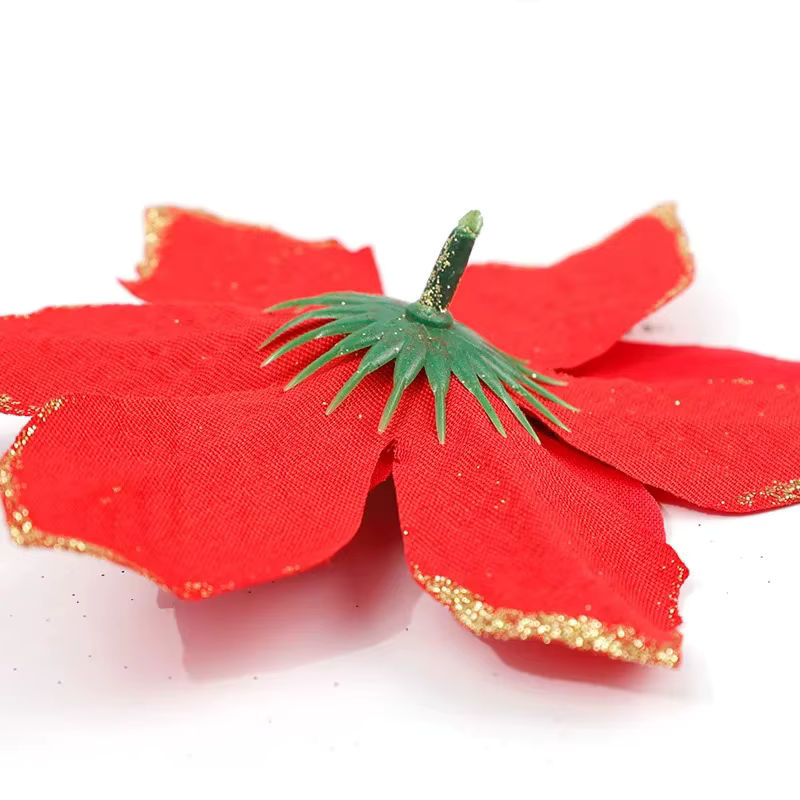 Glitzernde Weihnachtssterne und künstliche Blumen-Girlande für deine Weihnachtsdekoration in Rosa und Rot - Bild 3