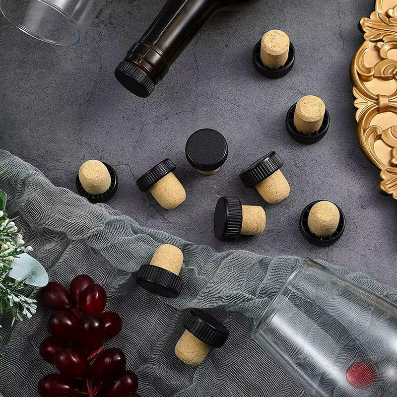 LBER 72 Stück Wein Korken Set in T-Form mit Holzaufsatz, schwarze Korken für Weinverkostungen und Flaschenverschlüsse - Bild 5