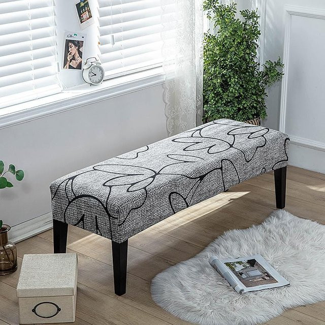 Dehnbarer Bankbezug mit Blumendruck in Grau von Yiran bag, moderner Stuhlüberwurf aus Polyester und Elastan für dein Wohnzimmer - Bild 1