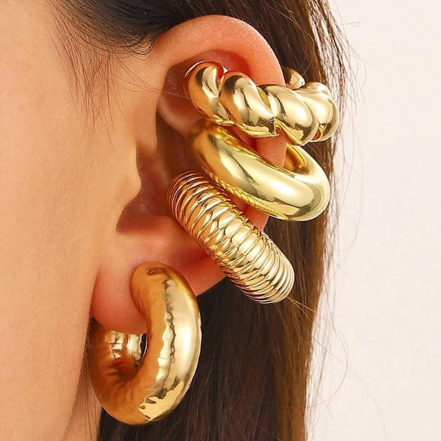 Lucky Star Jewelry Clip Ohrringe, C-Form, Gold, Damen, 4er Set - Bild 1