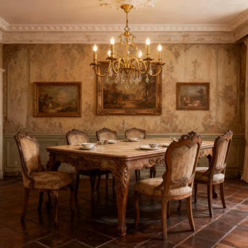 SANDYHA Klassischer französischer Kristall-Kronleuchter aus Messing in Gold mit 5 Flammmen für Wohnzimmer, Esszimmer und Küche - Bild 2