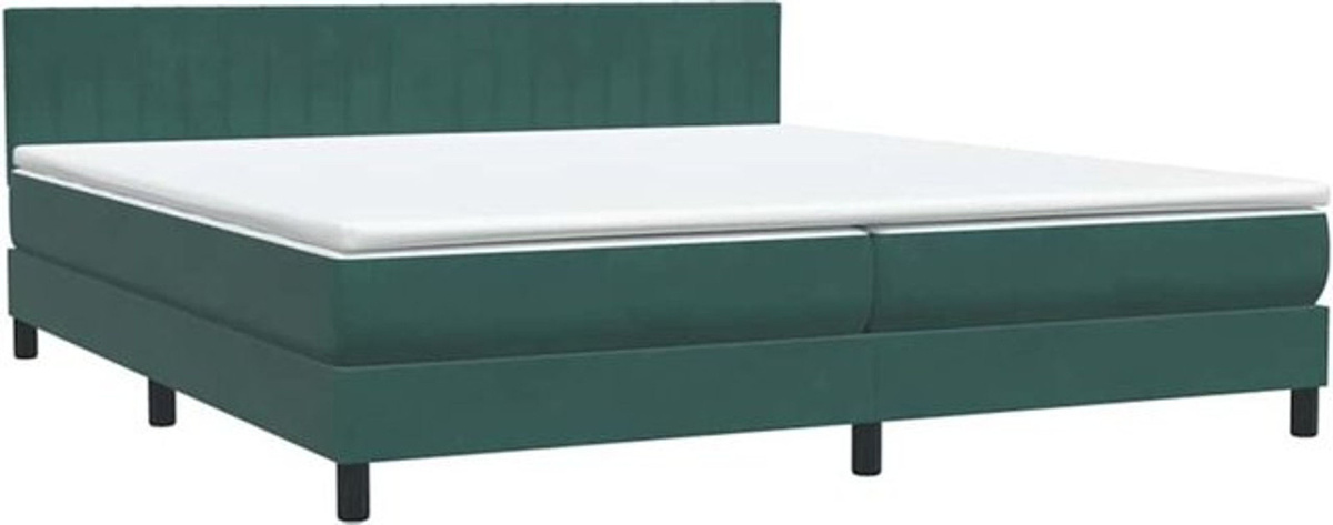 vidaxl Boxspringbett mit Matratze in Dunkelgrün aus Samt, B/T/H: 180 x 220 x 78 cm - Bild 1